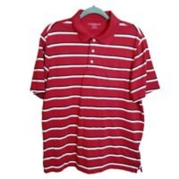 Croft & Barrow Mens Sz XL Red White Striped Short Sleeve Polo Shirt - Picture 7 of 8